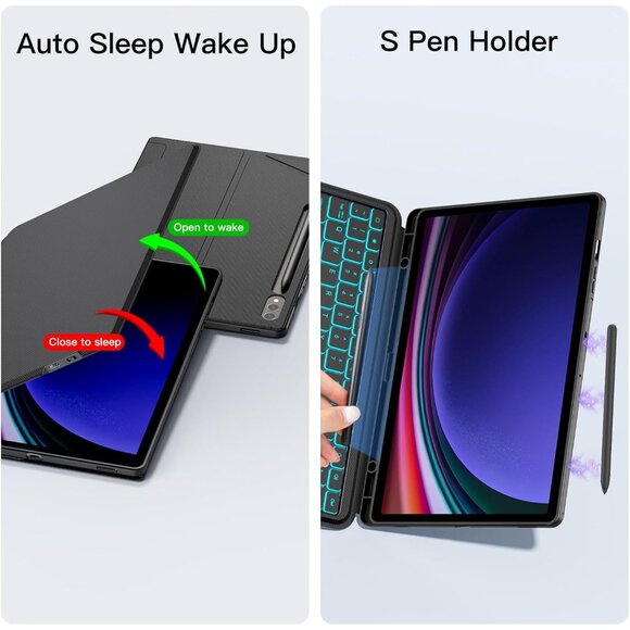 Backlit Keyboard Case with Trackpad for S9 FE+ S9 FE Plus S9 Plus/S9+ 12.4" 2023 - Picture 5 of 7